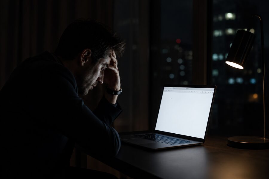 Business owner overwhelmed by marketing demands